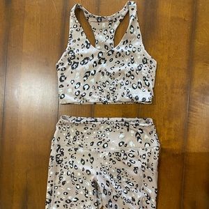 Zella Leopard Print Sports Bra & Bike Short Set